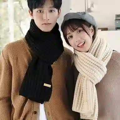 啄木鸟 韩版百搭帽子围巾两件套装加宽加厚保暖防寒肤白显脸小文艺氛围感 腈纶 绒线帽 男女同款情侣款