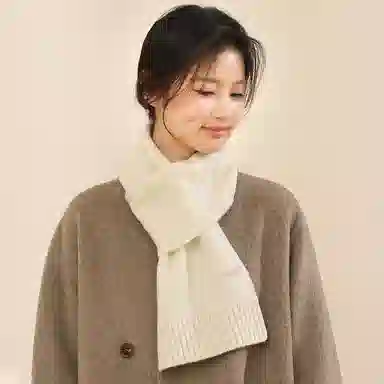 啄木鸟 日韩甜美蝴蝶结纯羊毛小  秋冬季防寒保暖交叉围脖时尚百搭针织脖套精装 绒线围巾 女款