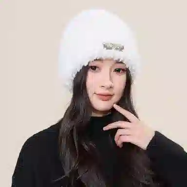 啄木鸟 韩系毛茸茸甜美可爱秋冬季保暖加厚护耳显脸小纯色百搭潮流 聚酯纤维 绒线帽 男女同款情侣款