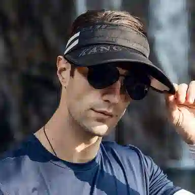 啄木鸟 户外运动大帽檐空顶帽子男骑行防紫外线伸缩抽拉檐遮阳帽子女 聚酯纤维 防晒帽 男女同款情侣款