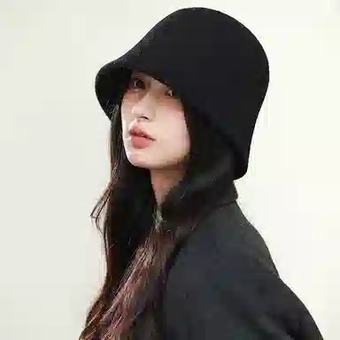 【通勤出街神器】 啄木鸟 纯色高级感水桶帽秋冬保暖百搭毛绒帽子防风防寒韩系盆帽显脸小素颜遮脸轻奢 羊毛 渔夫帽 女款