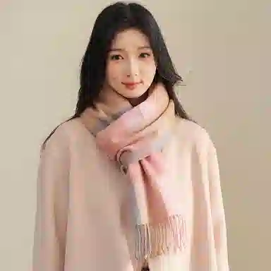 啄木鸟 新款秋冬季加厚保暖户外骑行防风寒格子流苏潮绵羊毛 绒线围巾 女款