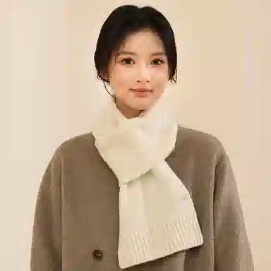 啄木鸟 日韩甜美蝴蝶结纯羊毛小  秋冬季防寒保暖交叉围脖时尚百搭针织脖套精装 绒线围巾 女款