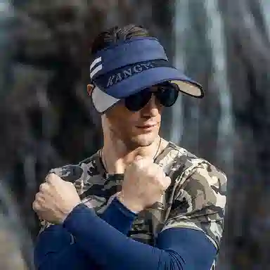 啄木鸟 户外运动大帽檐空顶帽子男骑行防紫外线伸缩抽拉檐遮阳帽子女 聚酯纤维 防晒帽 男女同款情侣款