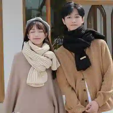 啄木鸟 韩版百搭帽子围巾两件套装加宽加厚保暖防寒肤白显脸小文艺氛围感 腈纶 绒线帽 男女同款情侣款