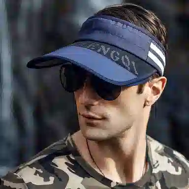 啄木鸟 户外运动大帽檐空顶帽子男骑行防紫外线伸缩抽拉檐遮阳帽子女 聚酯纤维 防晒帽 男女同款情侣款