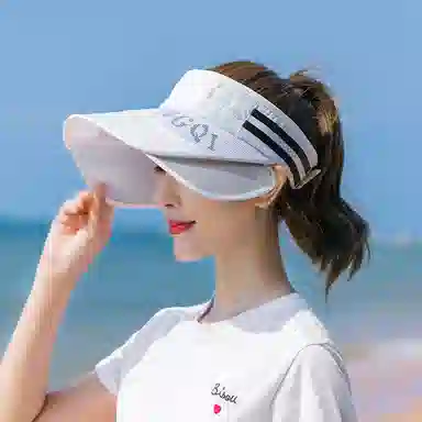 啄木鸟 户外运动大帽檐空顶帽子男骑行防紫外线伸缩抽拉檐遮阳帽子女 聚酯纤维 防晒帽 男女同款情侣款