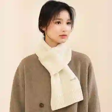 啄木鸟 日韩甜美蝴蝶结纯羊毛小  秋冬季防寒保暖交叉围脖时尚百搭针织脖套精装 绒线围巾 女款