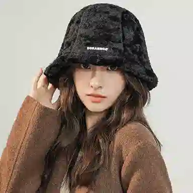 【通勤出街神器】 啄木鸟 羊羔毛秋冬日系百搭显脸小时尚水桶帽加厚保暖毛绒帽子素颜遮脸 聚酯纤维 渔夫帽 男女同款情侣款