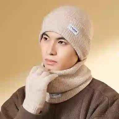 啄木鸟 围巾帽子手套三件套秋冬季加绒保暖防羊驼绒三合一户外骑行围脖套装礼盒精装 腈纶 绒线帽 男女同款情侣款