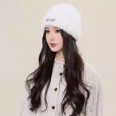 啄木鸟 韩系毛茸茸甜美可爱秋冬季保暖加厚护耳显脸小纯色百搭潮流 聚酯纤维 绒线帽 男女同款情侣款