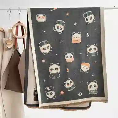 啄木鸟 时尚韩系可爱熊猫拼色加宽秋冬加厚保暖防寒骑行甜美百搭 绒线围巾 男女同款情侣款