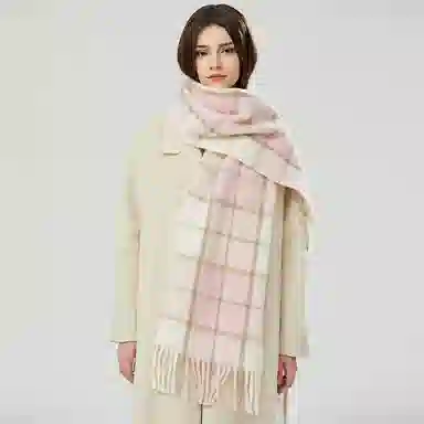 啄木鸟 绵羊毛清新甜美显肤白氛围感秋冬季圈圈纱加绒加厚高级感小香风百搭流苏 绒线围巾 女款