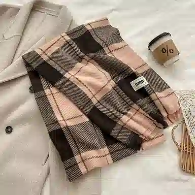 啄木鸟 高级感条纹格子保暖加厚秋冬季柔软清新文艺显白防寒护颈百搭两用 绒线围巾 男女同款情侣款