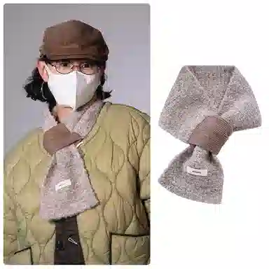 【通勤出街神器】 啄木鸟 圈圈羊毛秋冬季保暖防寒交叉懒人便捷围脖日韩时尚百搭 尼龙 绒线围巾 女款