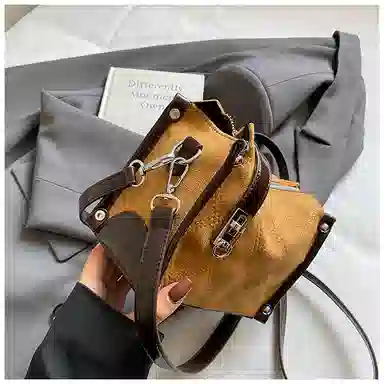 菲姿卓尔 小众复古时尚百搭通勤斜挎包 毛呢 单肩包 常规 女款 多色