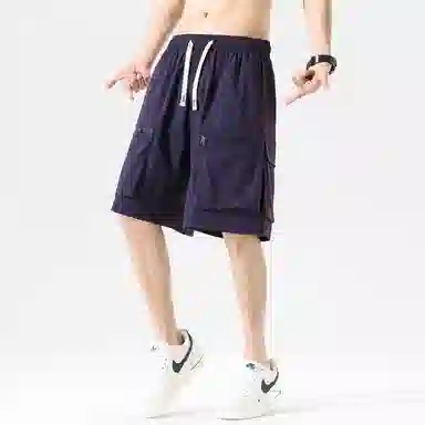 玉儿恋 美式高街风透气凉感大口袋休闲五分潮流设计感短裤 男女同款 优雅紫罗兰色单品