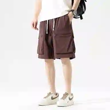 玉儿恋 美式高街风透气凉感大口袋休闲五分潮流设计感短裤 男女同款 优雅紫罗兰色单品