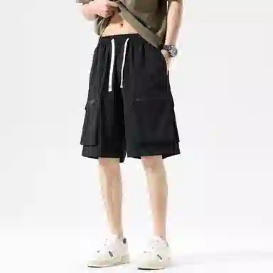 玉儿恋 美式高街风透气凉感大口袋休闲五分潮流设计感短裤 男女同款 优雅紫罗兰色单品