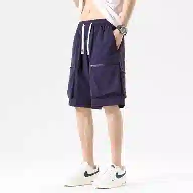 玉儿恋 美式高街风透气凉感大口袋休闲五分潮流设计感短裤 男女同款 优雅紫罗兰色单品