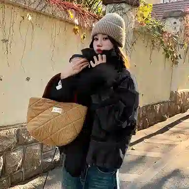 桴生 兔皮毛一体羊羔毛翻领时尚休闲保暖名媛风皮草 女款