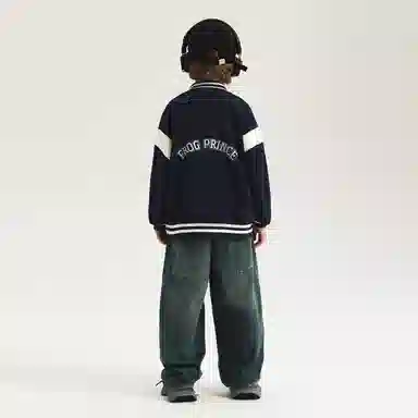 青蛙王子 字母印花舒适单排扣长袖棒球服 儿童款