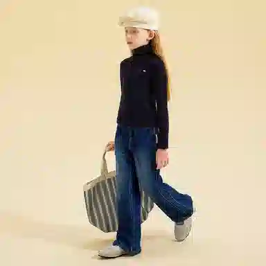 青蛙王子 时尚洋气舒适亲肤纯色高领长袖毛衣 中小童