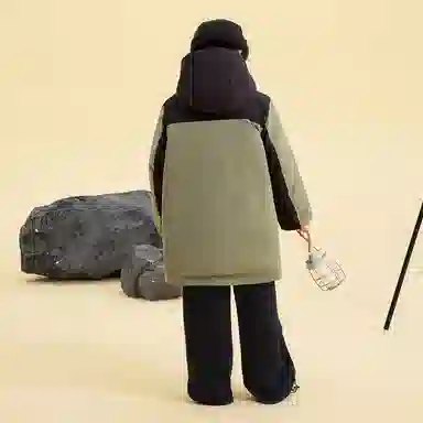 青蛙王子 时尚洋气连帽落肩拼色长袖羽绒服 青少年