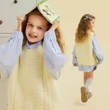 青蛙王子 舒适洋气宽松纯色百搭毛衣 儿童款