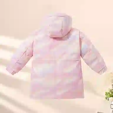 青蛙王子 晕染中长款连帽加厚防风羽绒服 中小童