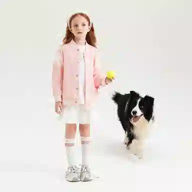 青蛙王子 字母印花舒适单排扣长袖棒球服 儿童款