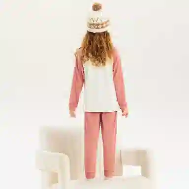 青蛙王子 时尚洋气圆领插肩拼色内衣套装儿童款