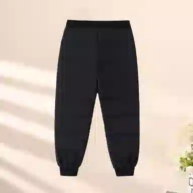 青蛙王子 纯色束脚松紧腰柔软长裤 黑色 中小童