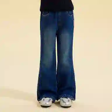 青蛙王子 松紧腰时尚简约牛仔裤 蓝色系 青少年