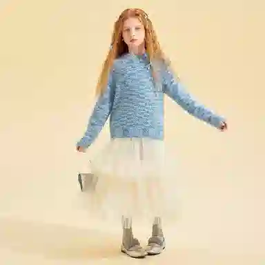 青蛙王子 时髦洋气舒适百搭圆领长袖毛衣 中小童