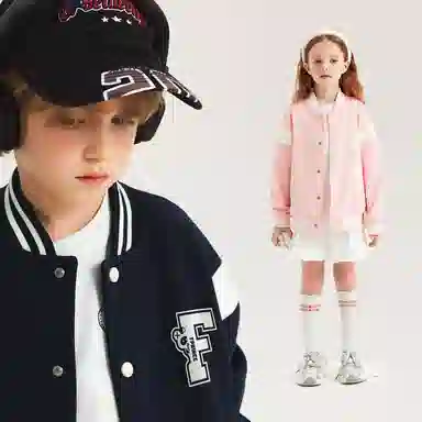 青蛙王子 字母印花舒适单排扣长袖棒球服 儿童款