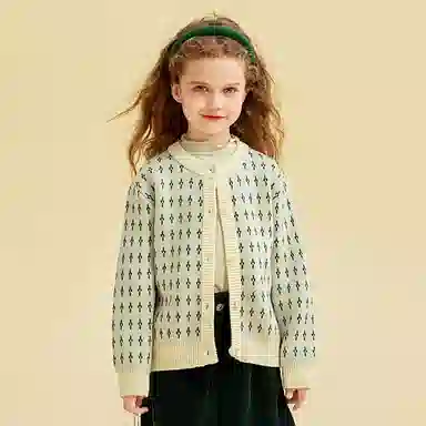 青蛙王子 时尚休闲圆领单排扣长袖毛衣 全色 中小童