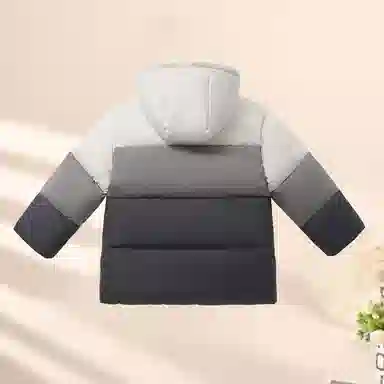 青蛙王子 时尚拼色拉链连帽保暖长袖羽绒服 中小童