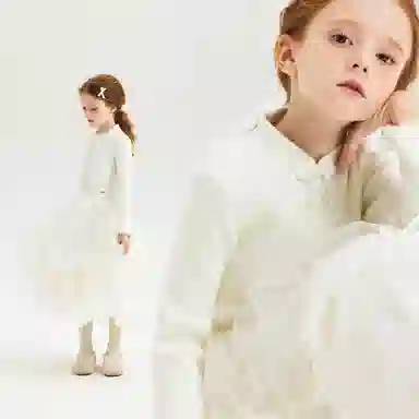 青蛙王子 轻盈舒适柔软百搭毛衣 本白 儿童款