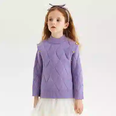 青蛙王子 时尚洋气圆领纯色长袖毛衣 中小童