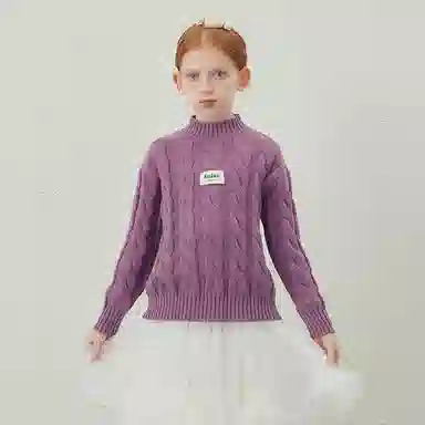 青蛙王子 时尚洋气落肩字母印花长袖毛衣 中小童