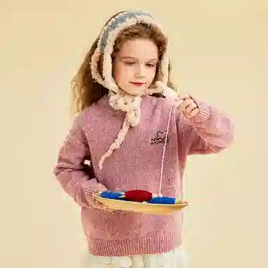 青蛙王子 缤纷薄绒系列 圆领纯色长袖毛衣 儿童款