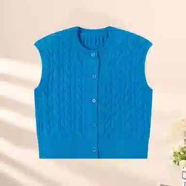 青蛙王子 时尚洋气圆领纯色无袖毛衣 中小童