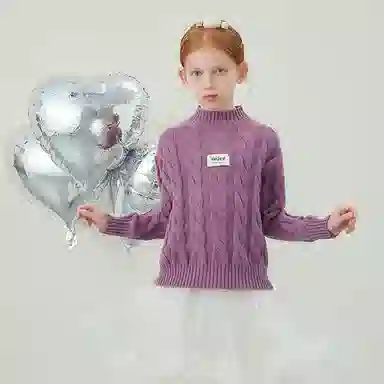 青蛙王子 时尚洋气落肩字母印花长袖毛衣 中小童