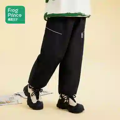 青蛙王子 纯色休闲百搭长裤 黑色 青少年