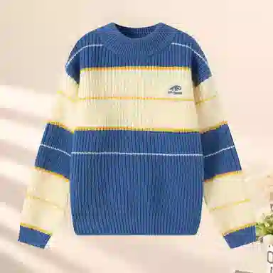 青蛙王子 时尚洋气休闲百搭条纹长袖毛衣 中小童