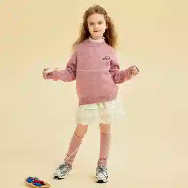 青蛙王子 缤纷薄绒系列 圆领纯色长袖毛衣 儿童款