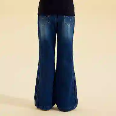 青蛙王子 松紧腰时尚简约牛仔裤 蓝色系 青少年