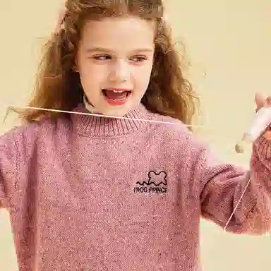 青蛙王子 缤纷薄绒系列 圆领纯色长袖毛衣 儿童款