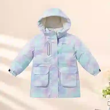 青蛙王子 晕染中长款连帽加厚防风羽绒服 中小童